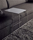 White Glass Metal Coffee Tables, Simple Italian Glass Top End Table