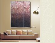 Hand Painted Decorative Glass Wall Panels For Sofa Background , Red Coral Theme