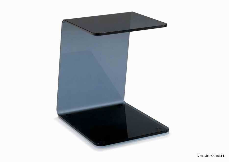 Black and Grey Glass Coffee Table , Contemporary Bend Glass Side Table , Black bend glass
