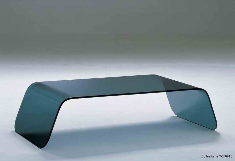Bending Glass Metal Coffee Tables, Contemporary Glass Top End Table