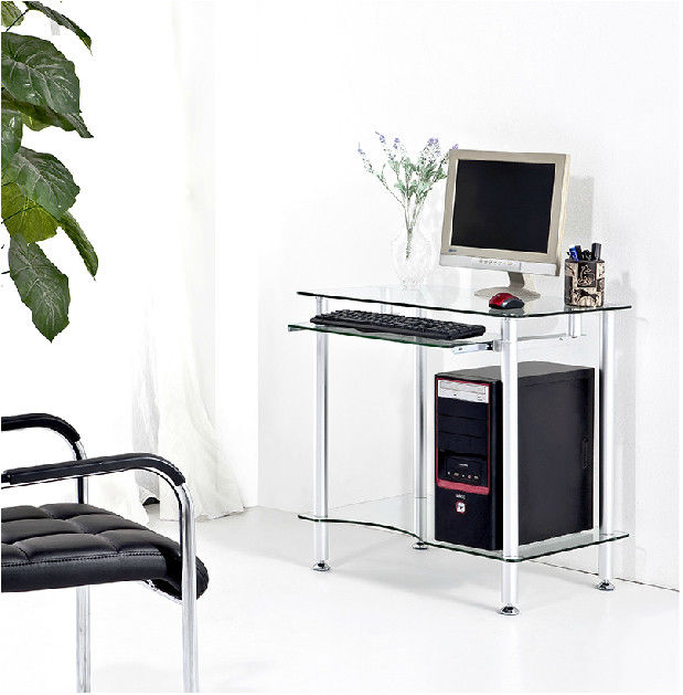 Tempered Contemporary Glass Space Saving Computer Desk For Small Room DX-G016