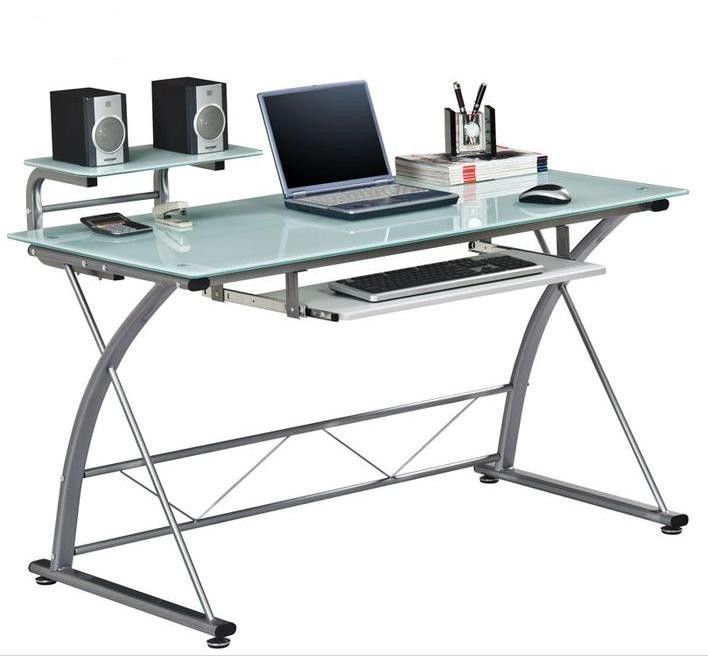 Stainless Steel Tube Modern Glass Laptop Desk with CEC , FSC , SGS , ISTA DX-G018