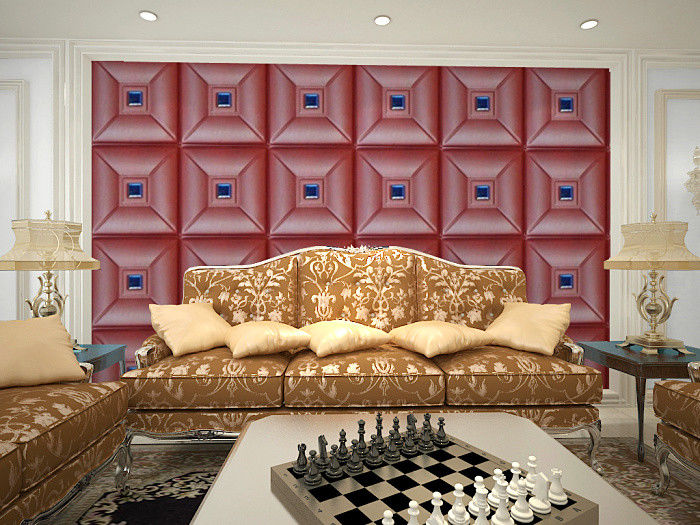Parlour Decorative Leather Textured 3D Wall Panel Embossed Indoor Wall Decals 400*400 mm