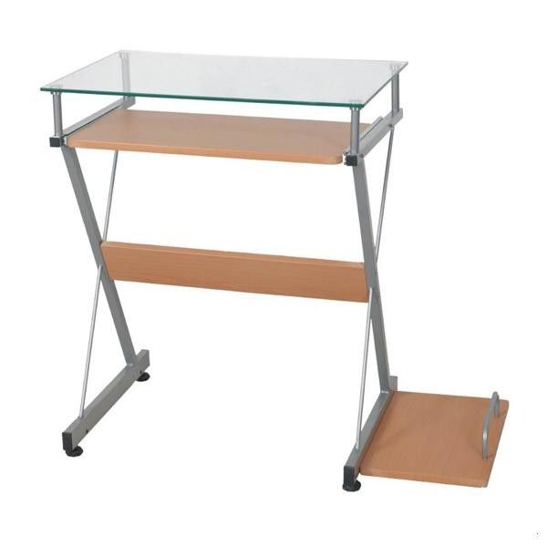 Clean Tempered Glass And Wood Computer Desk With CPU Holer For Home DX-8310B