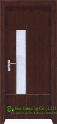 Outward Opening Interior PVC Wood Doors with frosted tempered glass