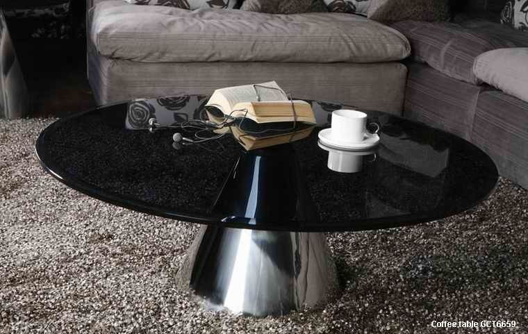 Round Black Glass Metal Coffee Tables