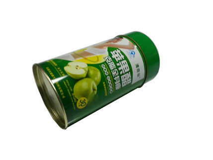 Green Round Metal Tin Food Packaging Container With Lid / Cover