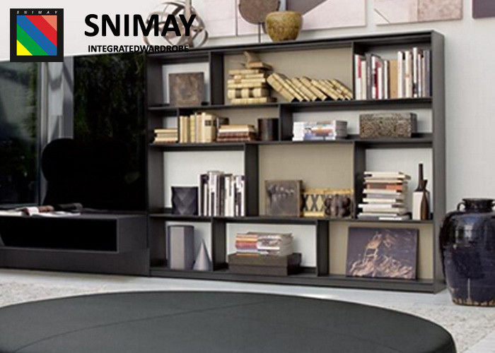 Black Decorative Book Stand Modern Display Cabinets For Living Room , Bedroom