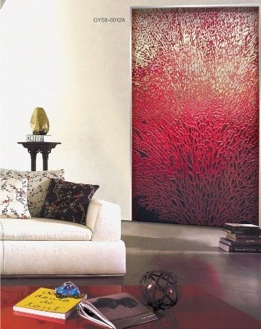 Hand Painted Decorative Glass Wall Panels For Sofa Background