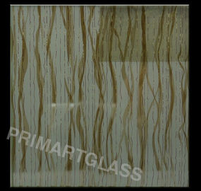Brown Fabric Tempered Laminated Glass For Doors , Safety Tempered Glass