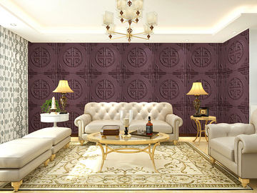 Chinese Style Leather Decorative Wall Paneling 3D Wall Tiles / 3D Wallpapers Eco-friendly