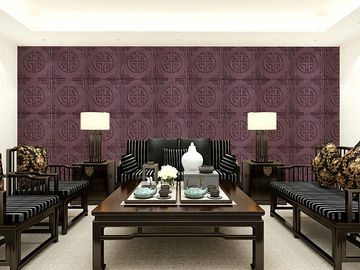 Chinese Style Leather Decorative Wall Paneling 3D Wall Tiles / 3D Wallpapers Eco-friendly