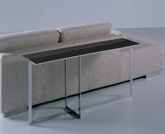 Black Glass Top Side Table ,  Metal Rectangle Glass Coffee Table