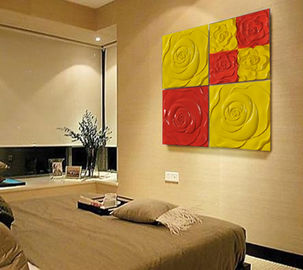 PU 3D Decorative Wall Panel Red / Yellow Rose 600mm * 600mm