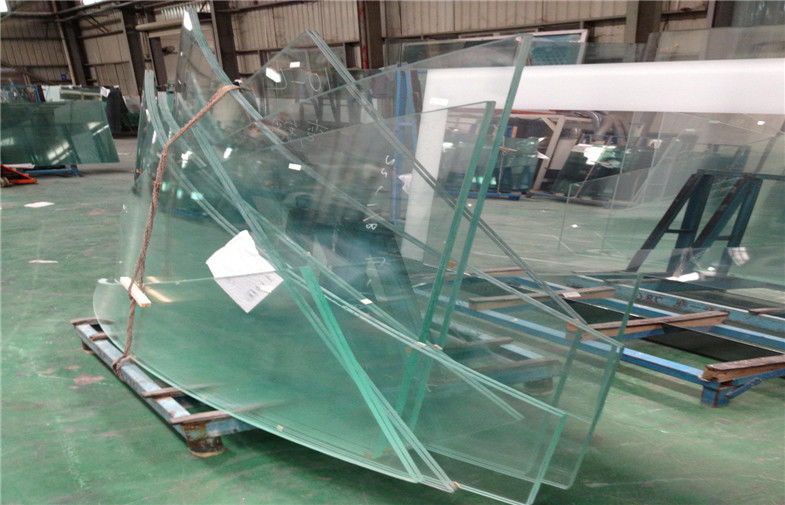 Green Curved Tempered Glass 4mm Hurricane Proof For Shop Counter