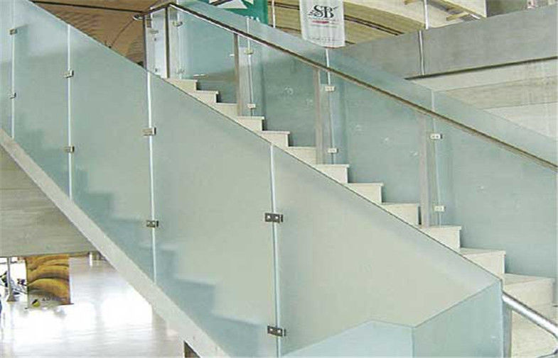 Sand Blasting Frosted Tempered Glass Reinforced 12mm 15mm For Stair Railing