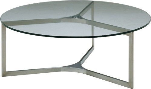 Round Tempered Glass Metal Coffee Table , Stainless Steel Base coffee table ,Glass tables