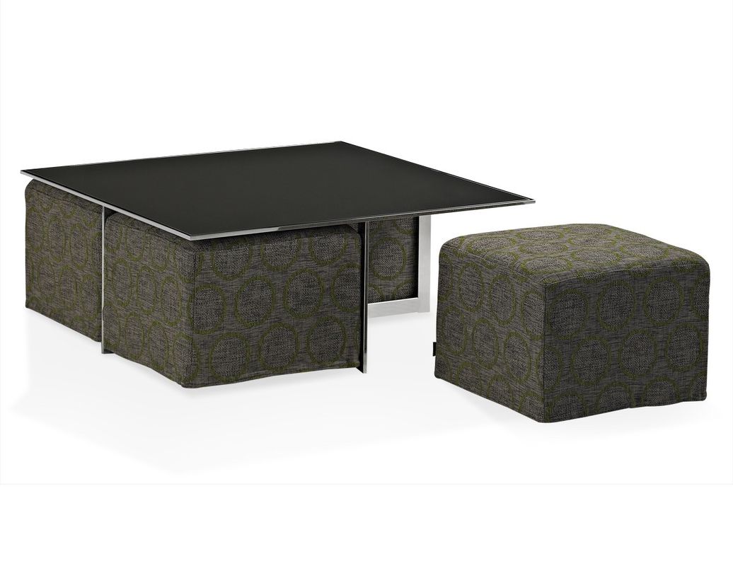 Black Glass Metal Coffee Table, Living Room Square End Table