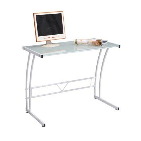Home Office Furniture Modern Glass Notebook Desk White Tempered Glass DX-3310