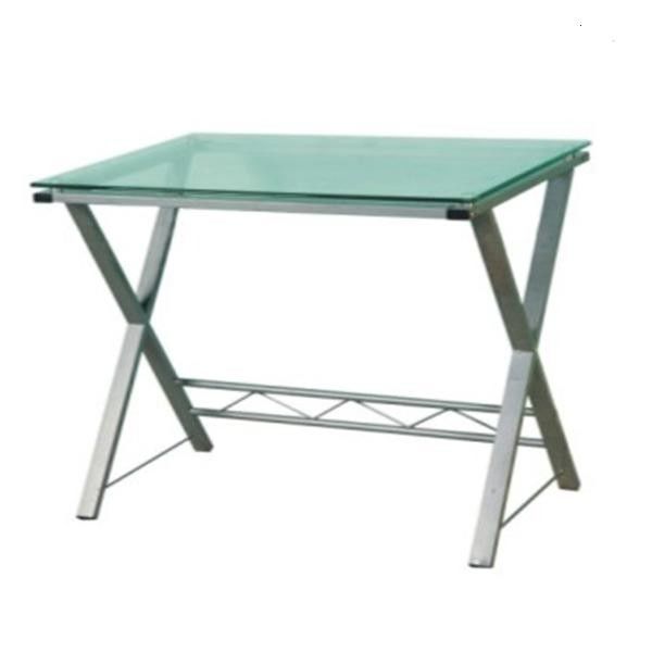 Green Durable Modern Glass Computer Desk Silver Steel Frame For Home DX-8831X