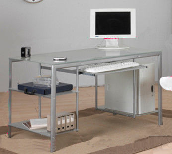 7mm Transparent Modern Glass Computer Desk , Standing Office Executive Table DX-8833