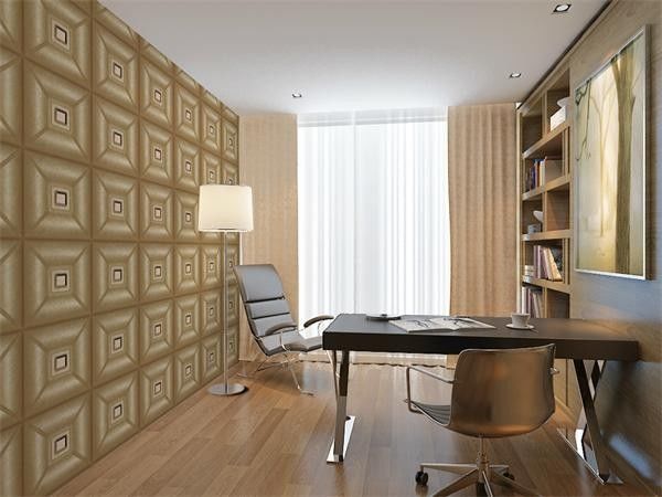 Wall Art Decals Leather Fabric Wall Panel / 3 Dimensional Wallpaper for Interior Wall Paneling