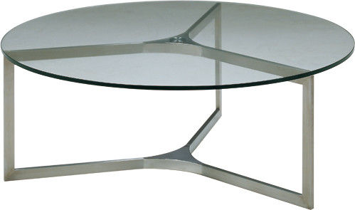 Tempered Clear Glass Metal Round Coffee Table for Living Room , Round glass coffee tables