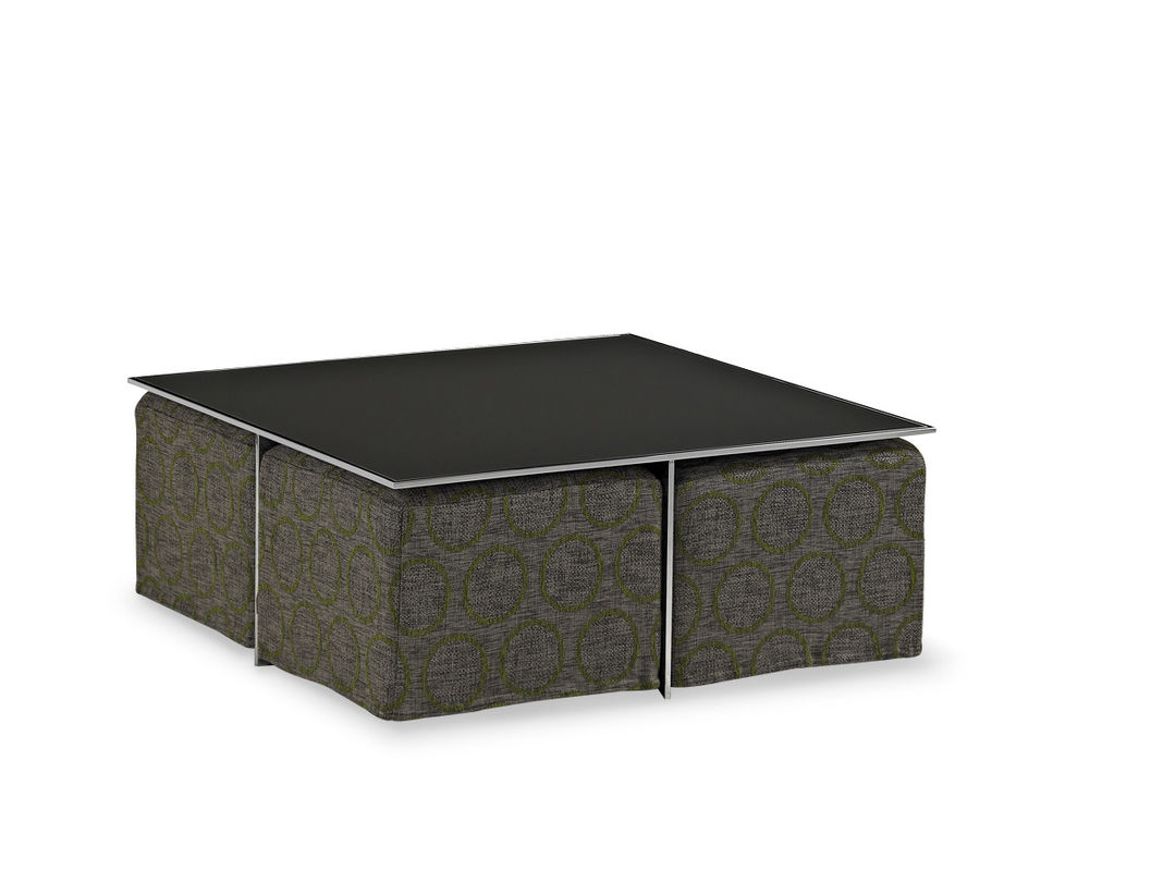 Modern Rectangle Glass Coffee Table , Stainless Steel Glass End Table , coffee table with ottoman