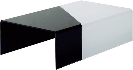 Bent Glass Top Coffee Table , Contemporary Black Glass Coffee Tables , black and white glass table