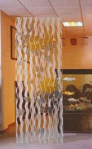 Stained Decorative Glass Panels Silk Screen / Patterned For Hotel Room , 5mm Thickness