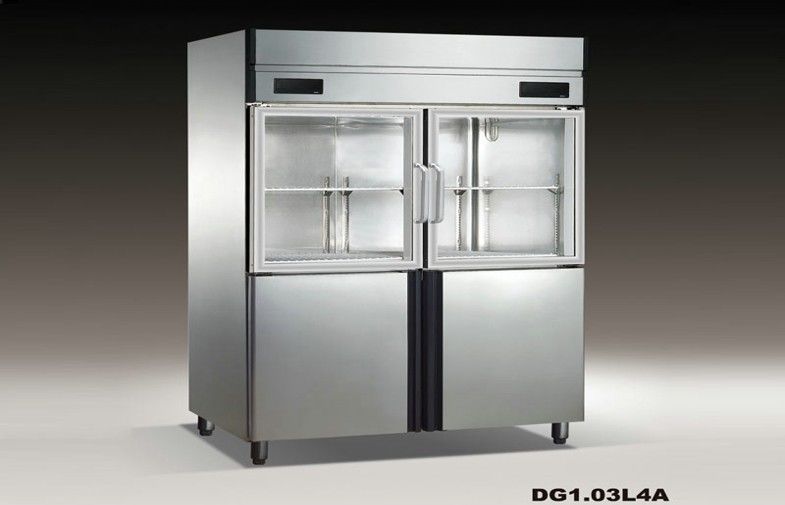 Double Temperature 4 Doors Vertical Deep Freezer Showcase 815L , Stainless Steel