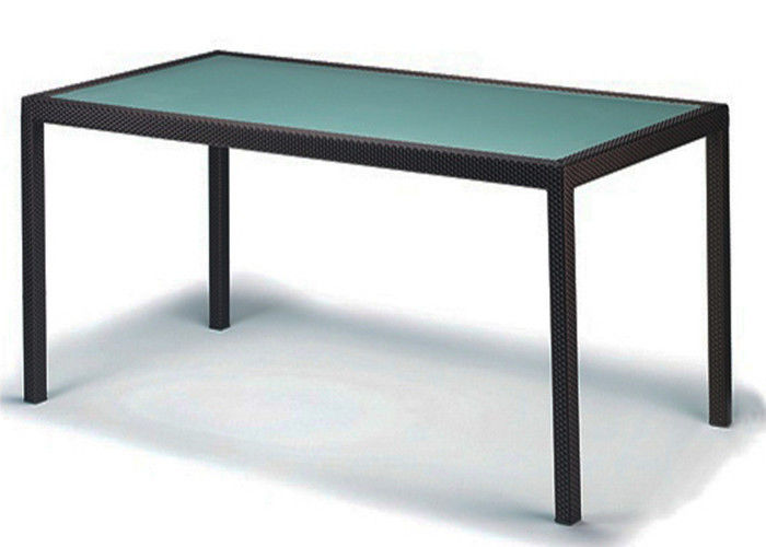 Outdoor Or Indoor Black Rattan Garden Table , Simple Framework Style
